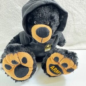 Fancy Zoo Bestia US Army Black Bear Plush Stuffed Animal with Hoodie 9 inch